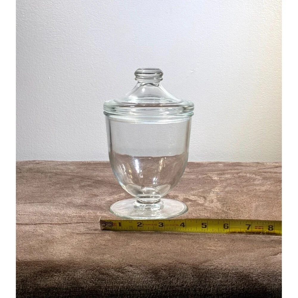 Clear Glass Apothecary Jar w/ Lid Candy Cookie Vanity Storage Canister 7